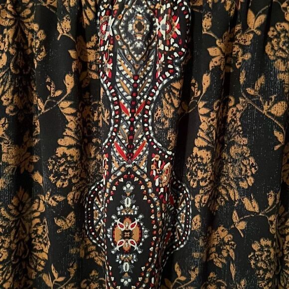 Knox Rose Women's Multicolor Damask Pattern Keyhole Long Sleeve Blouse Medium - Picture 5 of 9